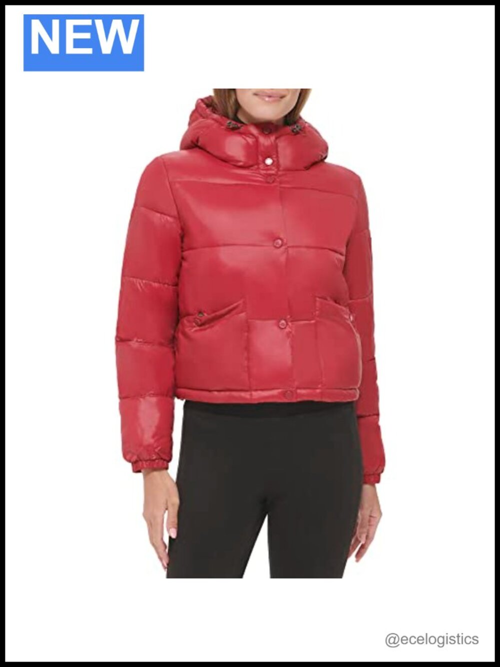 Women's Cropped Puffer Jacket Hooded Snap Pockets Water Resistant Quilted Nylon